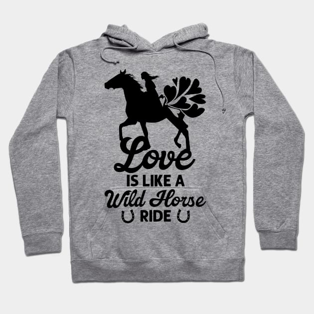 Valentine's Day Horse Riding Love Horse Silhouette Hoodie by Tom´s TeeStore